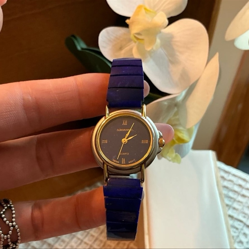 Gorgeous Natural Lapis Lazuli Vintage Ladies Bracelet Watch WORKING